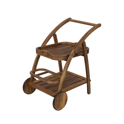 Servierwagen mit zwei Ebenen, Rollen, Akazienholz Bali Aktion