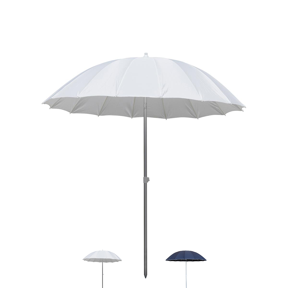 Strand-Sonnenschirm Ø2,4 m aus Aluminium, 16 Streben, neigbar, Modell Shangai