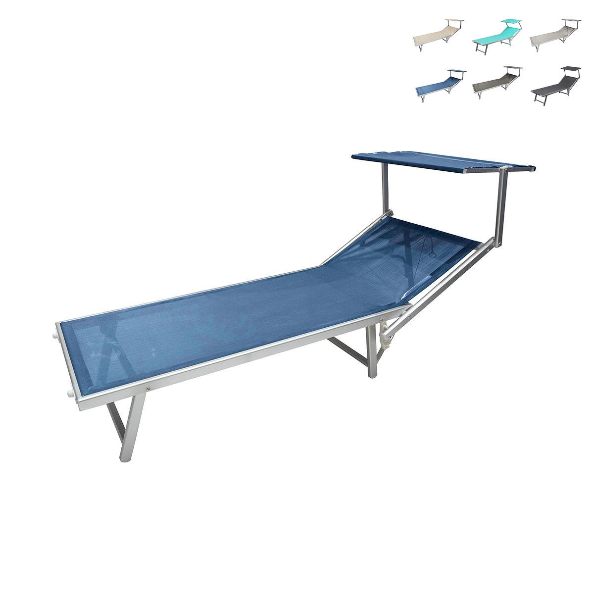 Garten- und Strandliege aus Aluminium mit Sonnendach Riccione Angebot Garten- und Strandliege aus Aluminium mit Sonnendach Riccione Angebot