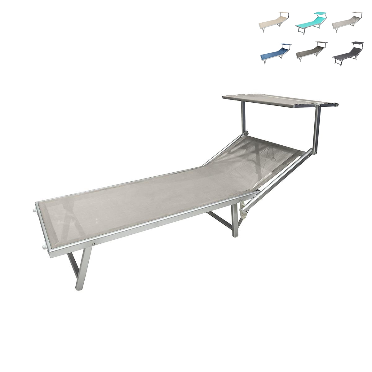 Garten- und Strandliege aus Aluminium mit Sonnendach Riccione