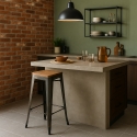 design hocker aus metall und holz 78cm hoch im industriellen stil für bar küchen brush up Sales