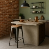 design hocker aus metall und holz 78cm hoch im industriellen stil für bar küchen brush up Sales