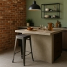 design hocker aus metall und holz 78cm hoch im industriellen stil für bar küchen brush up Kauf