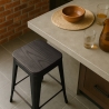 design hocker aus metall und holz 78cm hoch im industriellen stil für bar küchen brush up 