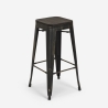 design hocker aus metall und holz 78cm hoch im industriellen stil für bar küchen brush up 