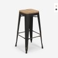 design hocker aus metall und holz 78cm hoch im industriellen stil für bar küchen brush up Aktion