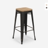 design hocker aus metall und holz 78cm hoch im industriellen stil für bar küchen brush up Aktion