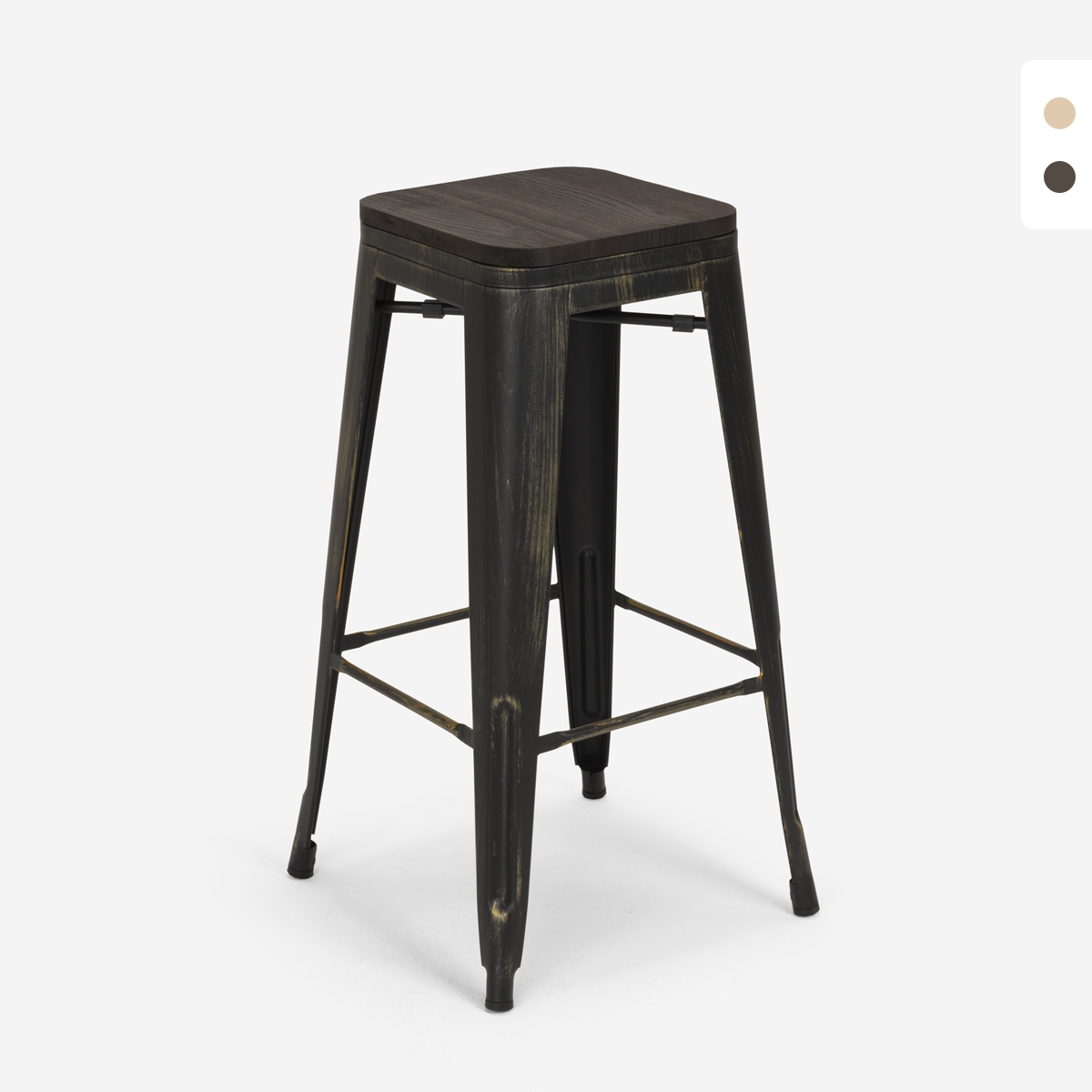 design hocker aus metall und holz 78cm hoch im industriellen stil für bar küchen brush up Preis