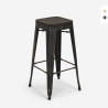 design hocker aus metall und holz 78cm hoch im industriellen stil für bar küchen brush up Preis