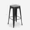 design hocker aus metall und holz 78cm hoch im industriellen stil für bar küchen brush up 