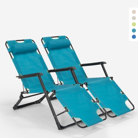 2er Set Liegestühle Strandliegen Sonnenliegen klappbar für Garten und Strand Emily Lux Zero Gravity Aktion