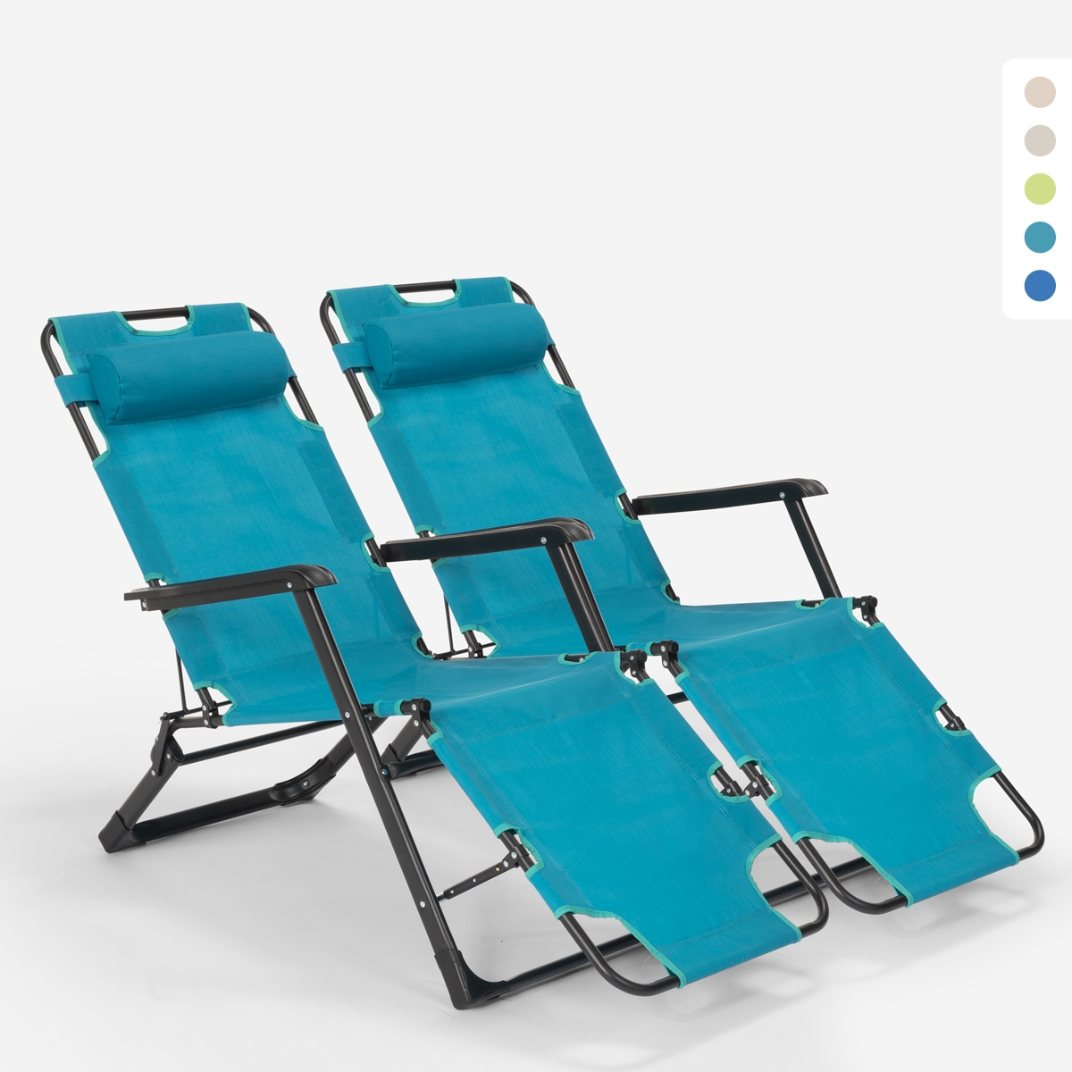 2er Set Liegestühle Strandliegen Sonnenliegen klappbar für Garten und Strand Emily Lux Zero Gravity