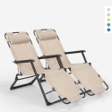 2er Set Liegestühle Strandliegen Sonnenliegen klappbar für Garten und Strand Emily Lux Zero Gravity Eigenschaften