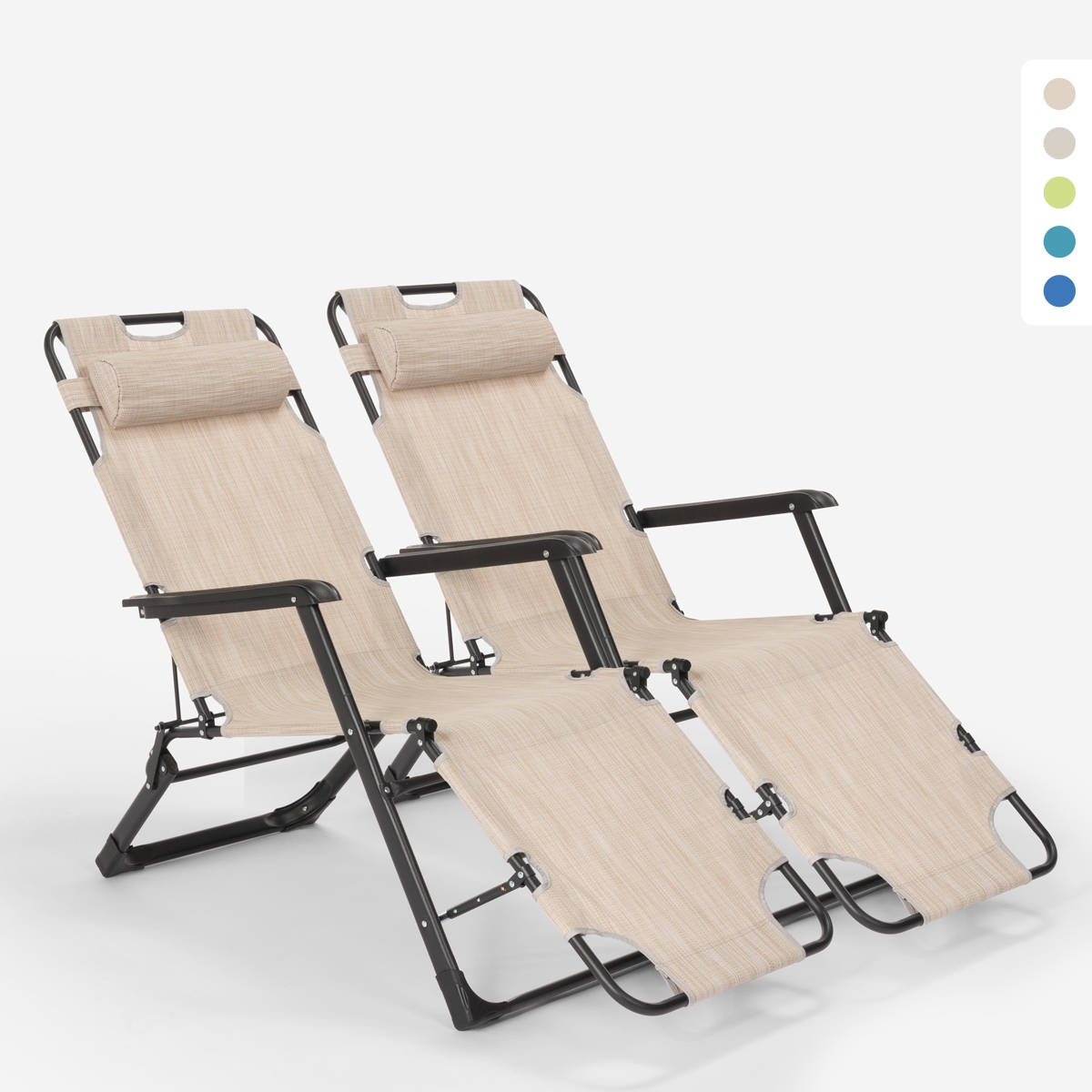 2er Set Liegestühle Strandliegen Sonnenliegen klappbar für Garten und Strand Emily Lux Zero Gravity Eigenschaften
