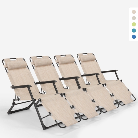 4er Set Liegestühle Strandliegen Sonnenliegen faltbar für Garten Emily Lux Zero Gravity Aktion