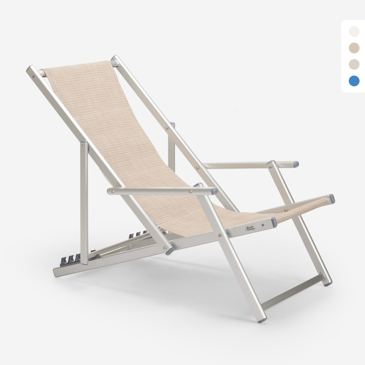 Sea Strandliegestuhl mit klappbaren Armlehnen aus Aluminium Riccione Gold Lux