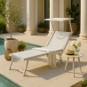 4er Set professionelle Strandliegen aus Aluminium mit Dach Santorini 