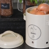 Vintage Vorratsdose für Zwiebeln aus perforiertem Blech mit Deckel Verkauf