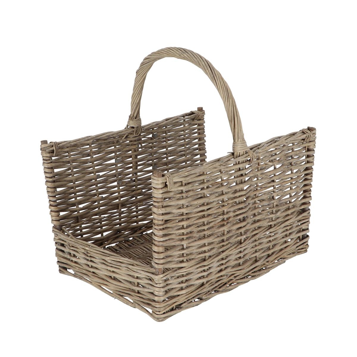 Kaminholzkorb aus Rattan mit Griff 45,8x36x51,5cm
