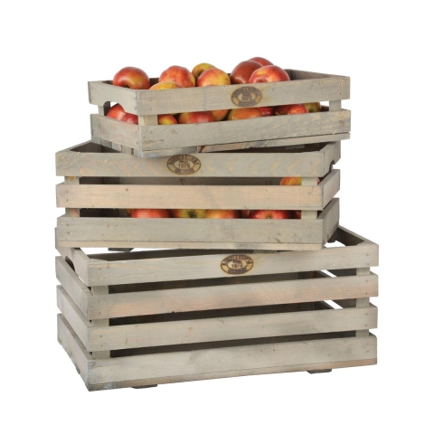 Set aus 3 FSC-Holzkisten für Obst und Gemüse Aktion