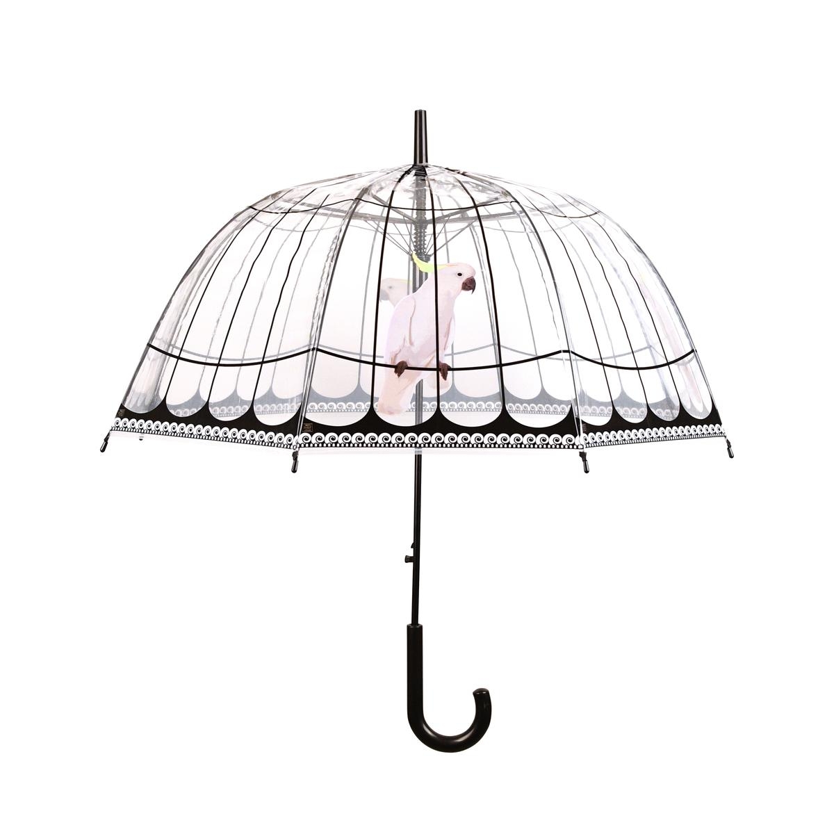 Dekorativer kuppelförmiger Transparenter Regenschirm mit Papagei-Motiv