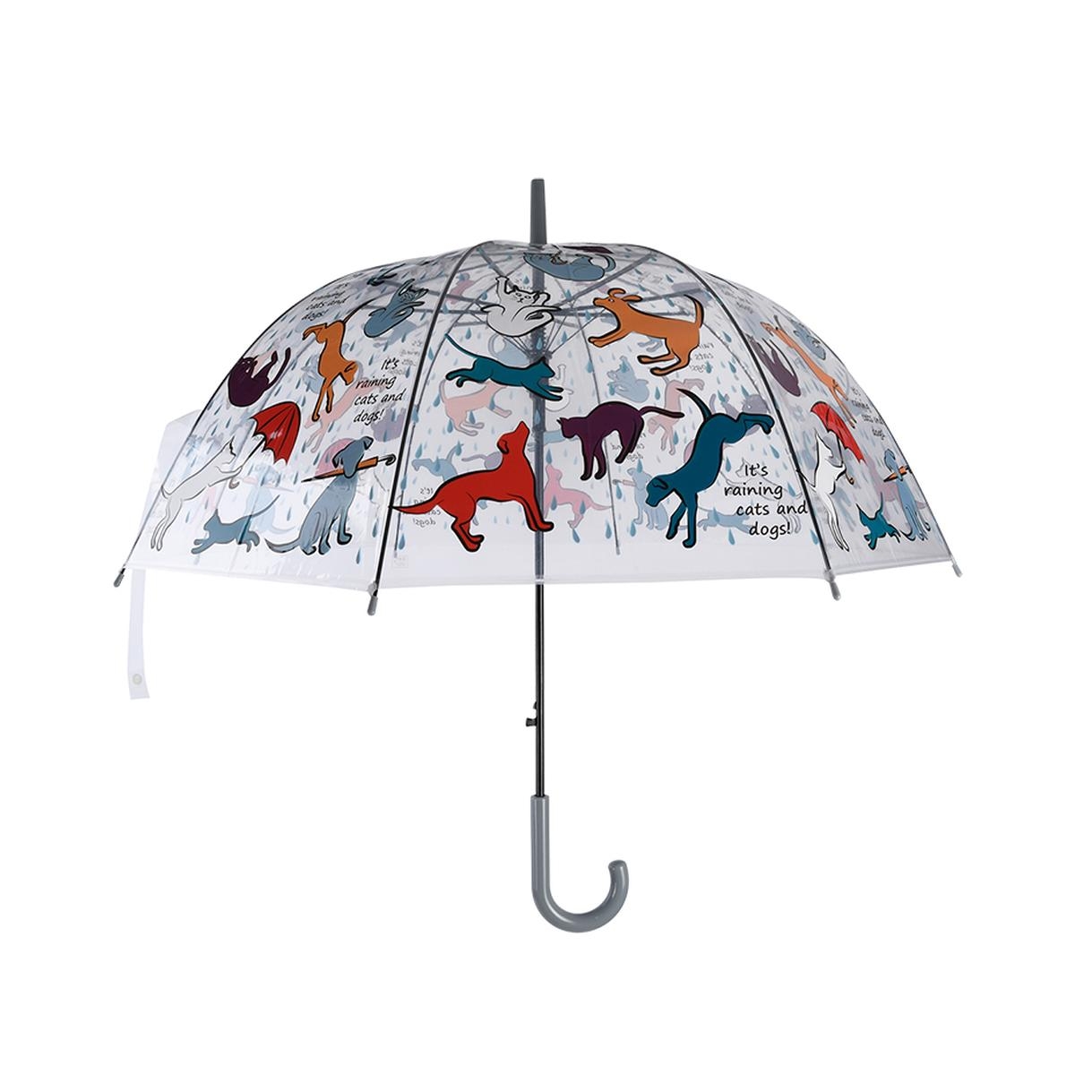 Transparenter Regenschirm mit Hunde- und Katzenmuster