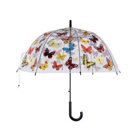 Transparenter Regenschirm mit buntem Schmetterlingsmuster Aktion