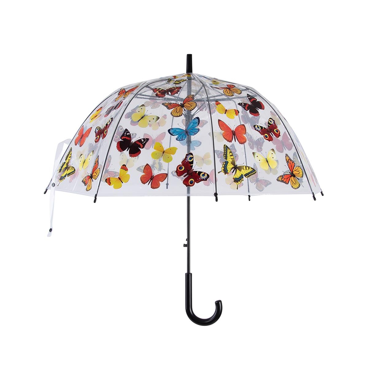 Transparenter Regenschirm mit buntem Schmetterlingsmuster Aktion Transparenter Regenschirm mit buntem Schmetterlingsmuster Aktion