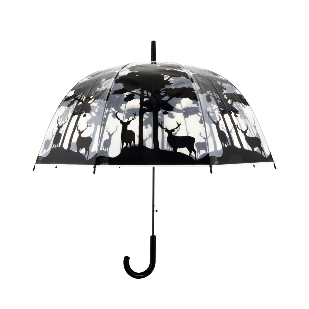 Transparenter Regenschirm mit Wald- und Hirschmotiv Aktion Transparenter Regenschirm mit Wald- und Hirschmotiv Aktion