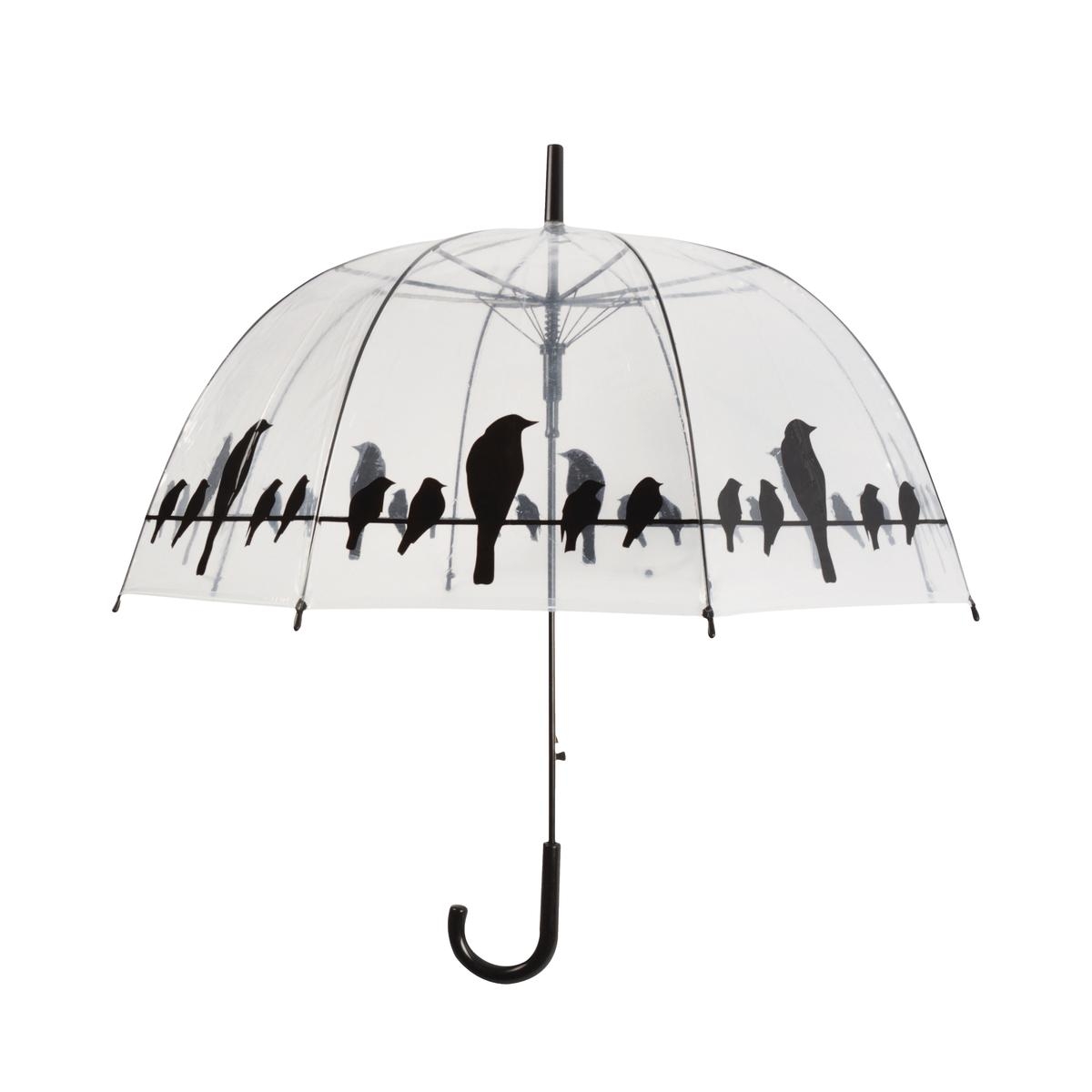Transparenter Regenschirm mit Vogel-Dekoration auf der Leine Aktion Transparenter Regenschirm mit Vogel-Dekoration auf der Leine Aktion