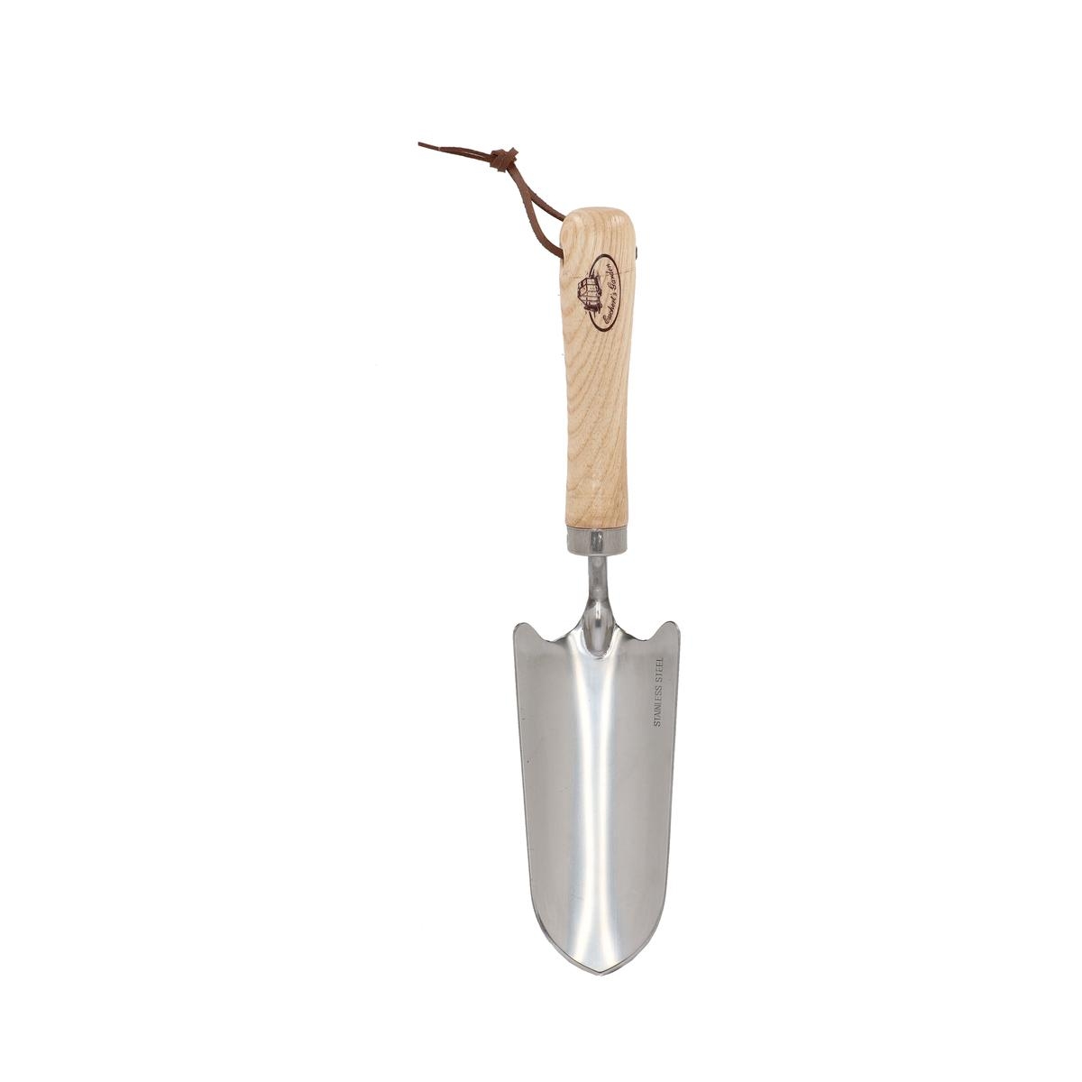 Gartenpflanzer aus Edelstahl mit Holzgriff