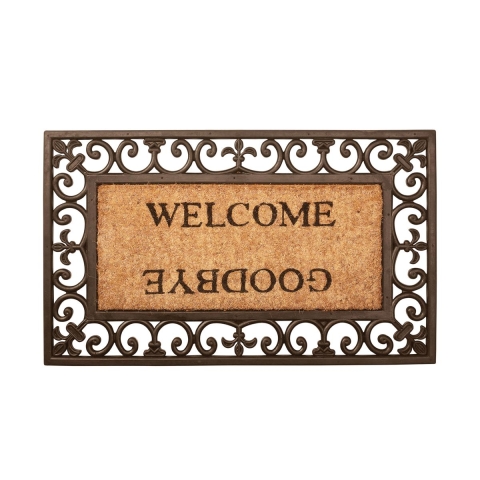 Gummi-Kokos-Eingangsmatte mit Schriftzug Welcome Goodbye Aktion