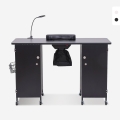 Manikürtisch mit Rädern Saugvorrichtung Lampe weiß schwarz Talos Aktion