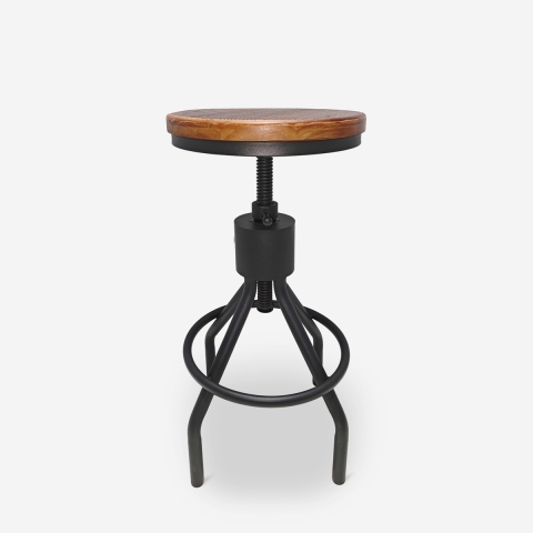 Barhocker Industriestil aus Holz und Metall schraubverstellbar Skiv Aktion