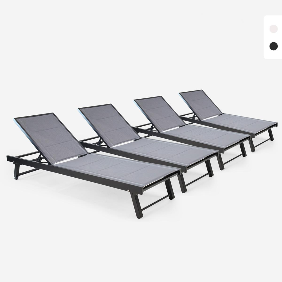 Vorrat 4 Garten Liegestühle Aluminium Pool Räder Rimini Aktion Vorrat 4 Garten Liegestühle Aluminium Pool Räder Rimini Aktion