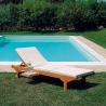 Teak-Gartenliege mit Rädern und ausziehbarem Tisch Carloforte Verkauf