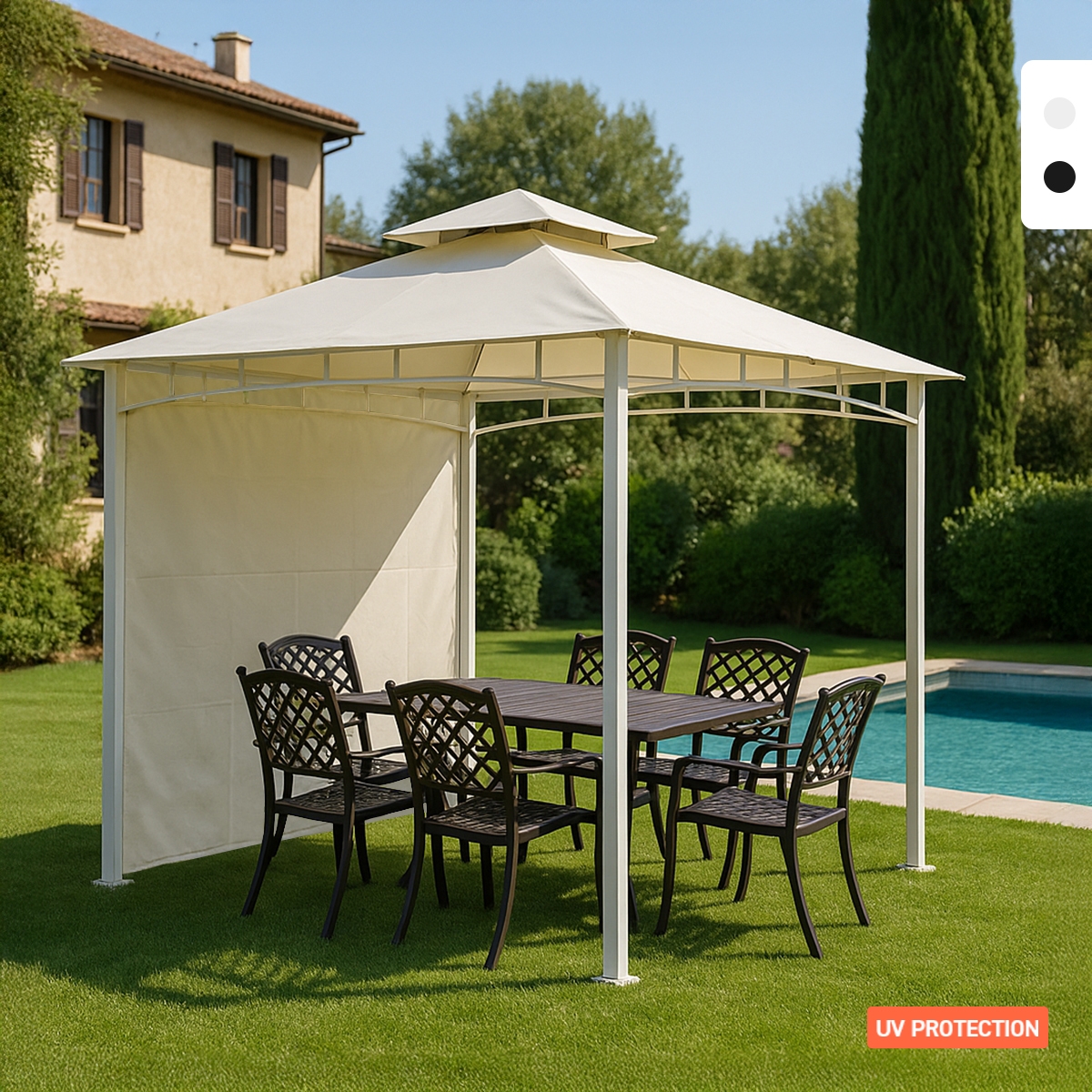 Gazebo 3,3x3,3 Meter Garten Bar Veranda Markt Pagode Antigua uv