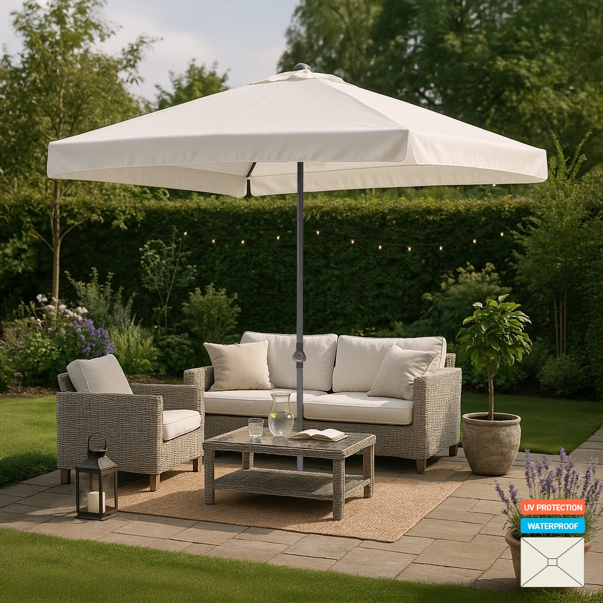 Rechteckig Café Hotel Gartenschirm 3x2 Sonnenschirm Alu mittelmast Eden