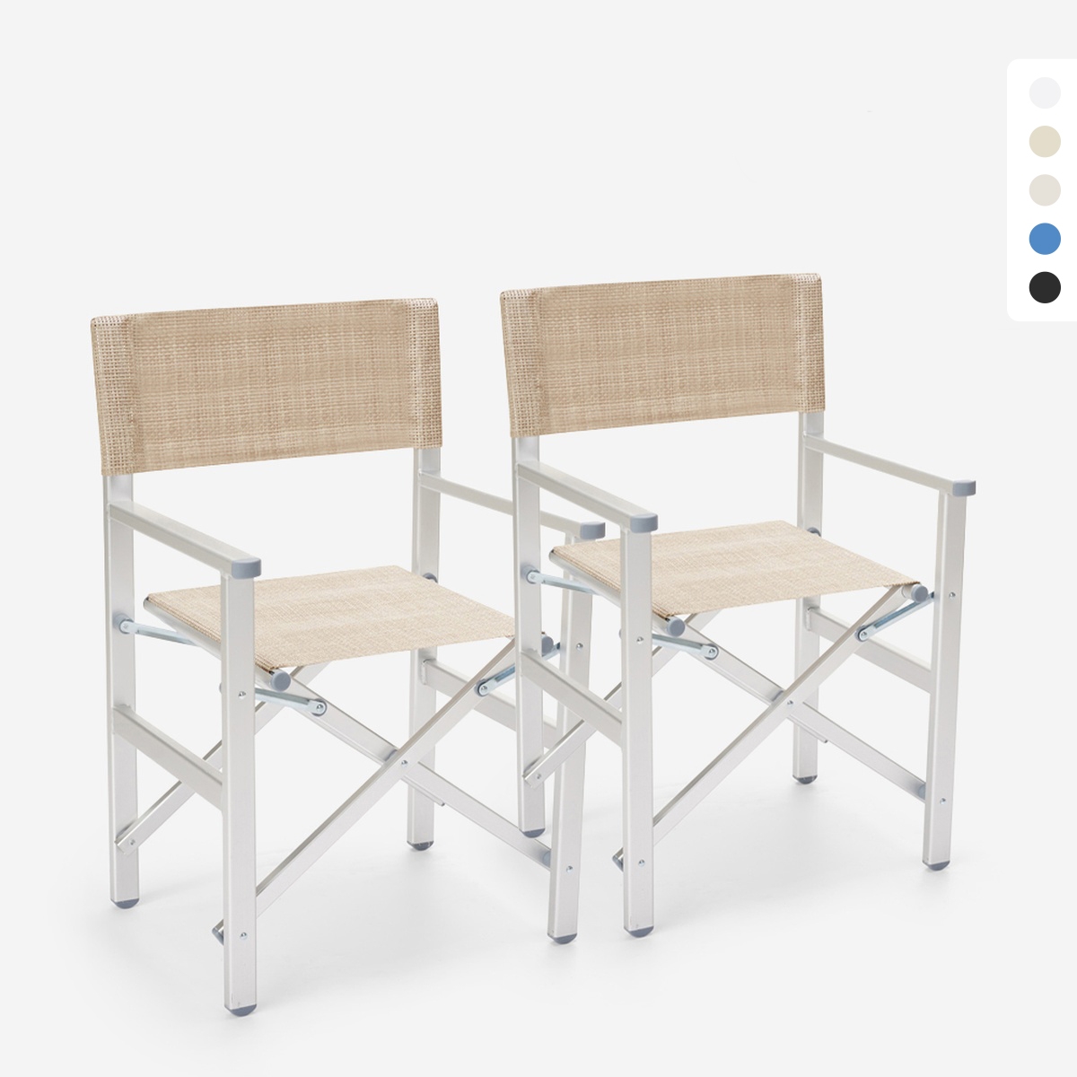 2er Set klappbare Strandstühle Klappstühle aus Aluminium Regista Gold Maße