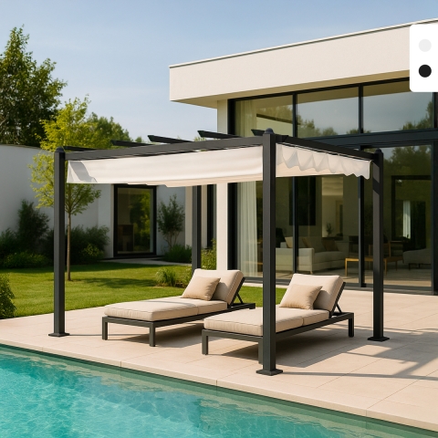 Pavillon 3 x 3 Meter Quadratisch Aluminium für Garten Café Hotel Restaurant Firenze Aktion