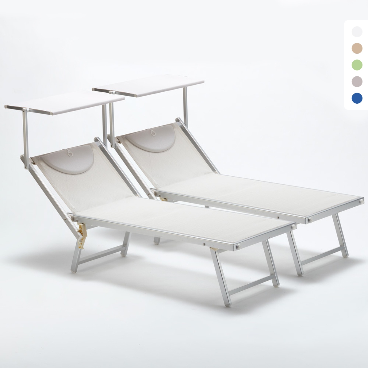 2er Set Sonnenliegen aus Aluminium Professionell für Strand und Meer Italia Katalog