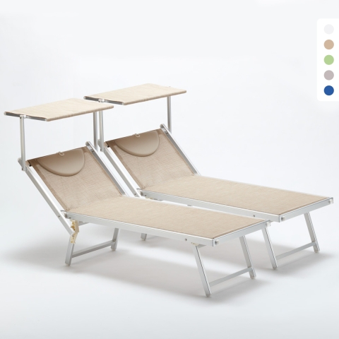 2er Set Sonnenliegen aus Aluminium Professionell für Strand und Meer Italia Aktion