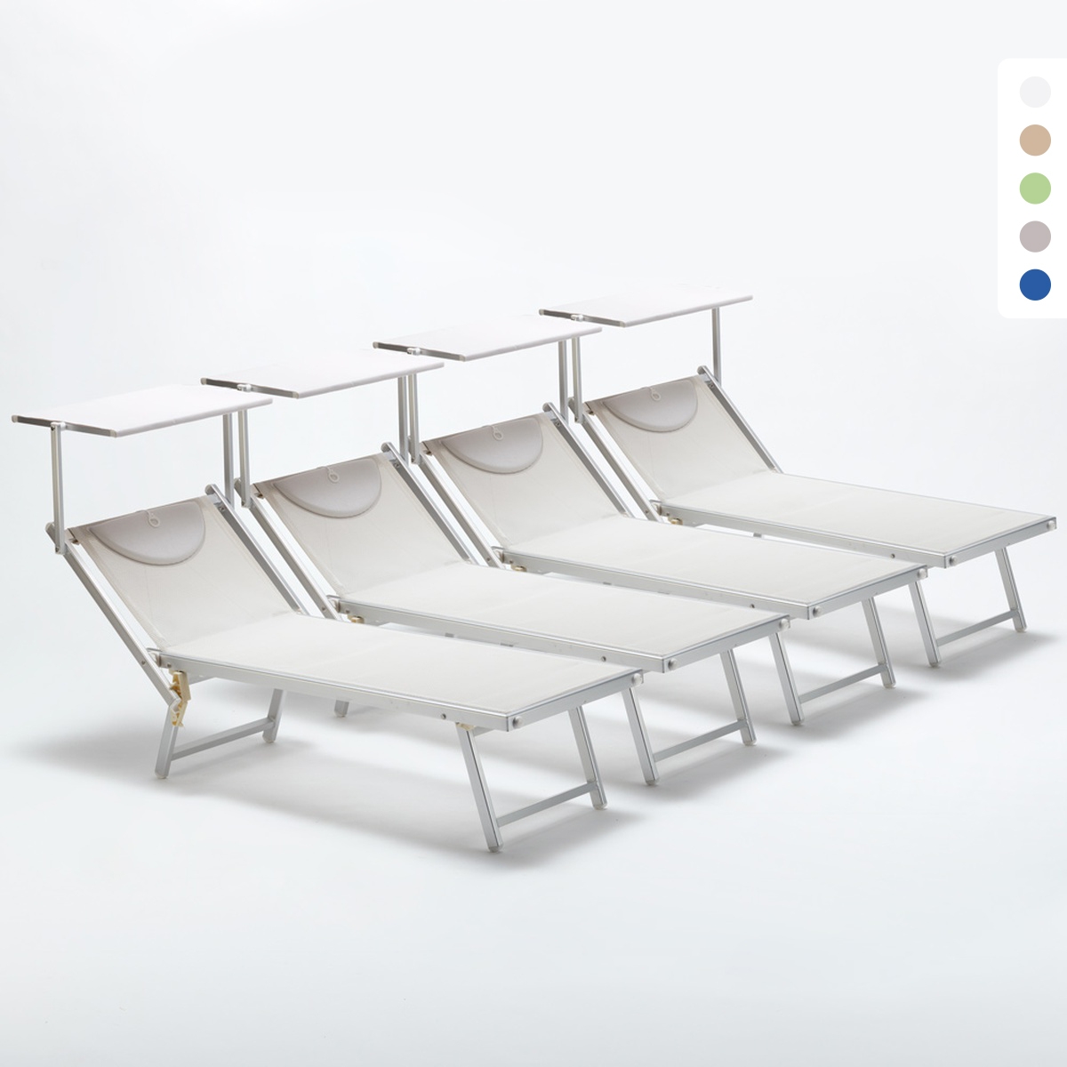 4er Set Sonnenliegen Luxus Italienischen Strandliegen mit Dach Italia Auswahl
