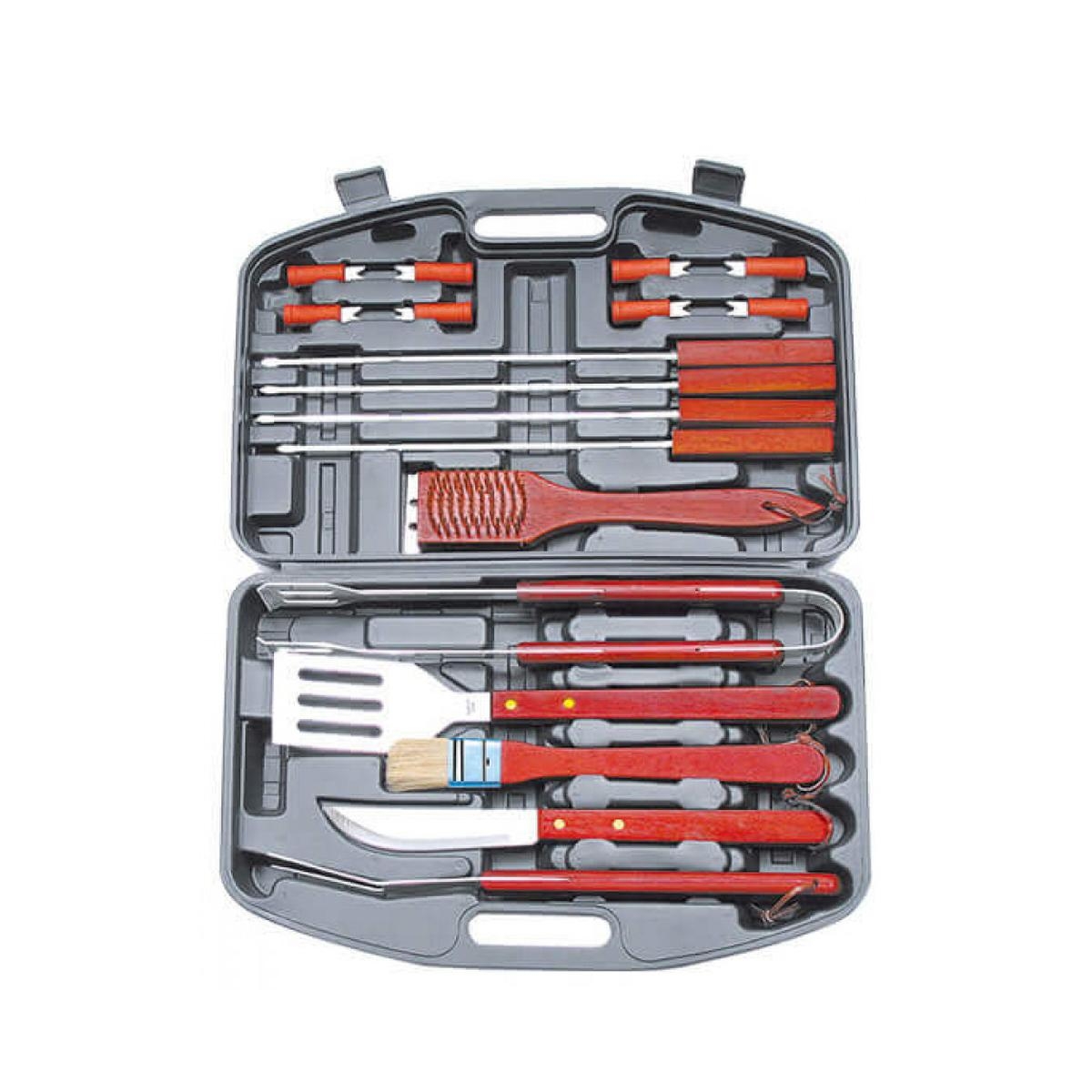 Barbecue-Werkzeugkoffer 18-teilig mit Holzgriff