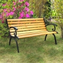 Gartenbank aus Holz und Gusseisen 2-Sitzer Real Verkauf