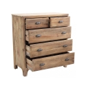 Farley Kommode aus naturbelassenem Holz für das Schlafzimmer mit 5 Schubladen Verkauf
