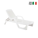 Garten- und Pool-Liege aus weißem Polypropylen mit Rädern Zanzibar Angebot