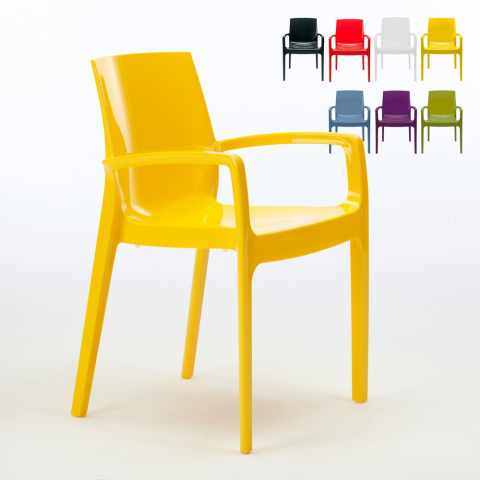 Stapelbare Polypropylen Stühle mit Armlehnen Küche Bar Creme Grand Soleil Aktion