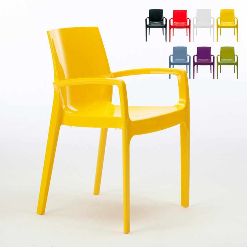 Stühle aus Polypropylen stapelbar mit Küchenarmlehnen bar Cream Grand Soleil