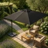 Gartenschirm mit verstellbarem Arm aus Aluminium mit dezentraler Stange 3x3m Paradise Noir Sales
